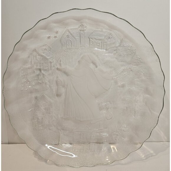 Vintage Crystal Clear Studios Style #312/156 Santa Claus 13 inch Glass Platter - Picture 7 of 8